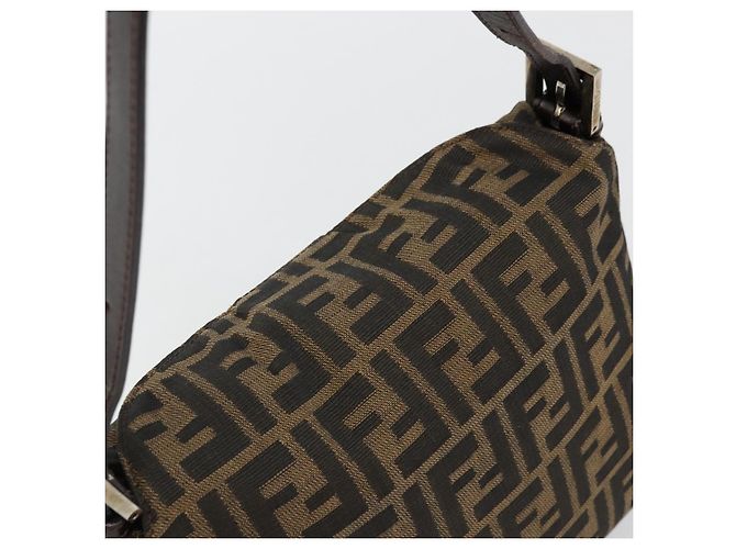FENDI Borsa Mamma Baguette in tela Zucca Nero Marrone 222826426 Auth fm5313A - vista 6