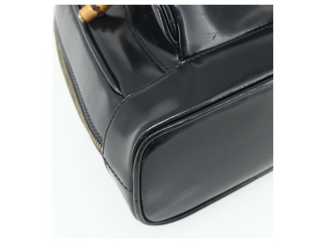 Borsa a Spalla GUCCI Bamboo in Pelle Vernice Nera e Oro 003 2113 0127 Auth 168840 Nero D'oro - vista 15