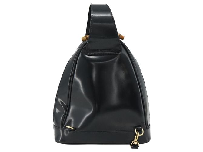 Borsa a Spalla GUCCI Bamboo in Pelle Vernice Nera e Oro 003 2113 0127 Auth 168840 Nero D'oro - vista 2