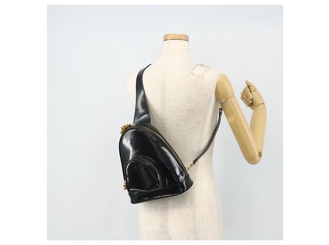 Borsa a Spalla GUCCI Bamboo in Pelle Vernice Nera e Oro 003 2113 0127 Auth 168840 Nero D'oro - vista 23