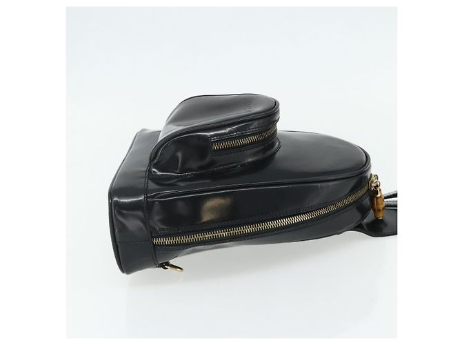 Borsa a Spalla GUCCI Bamboo in Pelle Vernice Nera e Oro 003 2113 0127 Auth 168840 Nero D'oro - vista 4