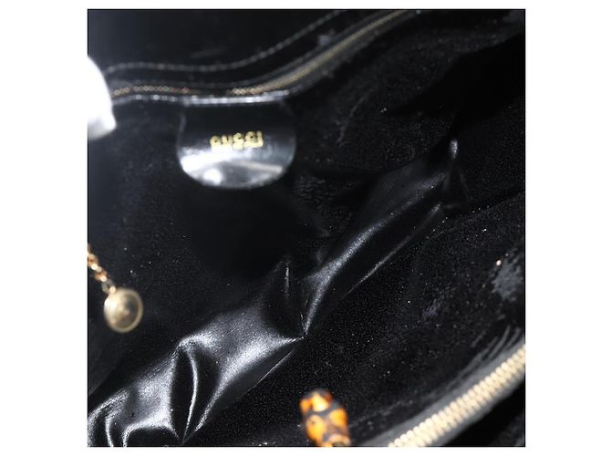 Borsa GUCCI in pelle vernice nera e oro 002 2265 0407 Auth 177511 Nero D'oro - vista 10