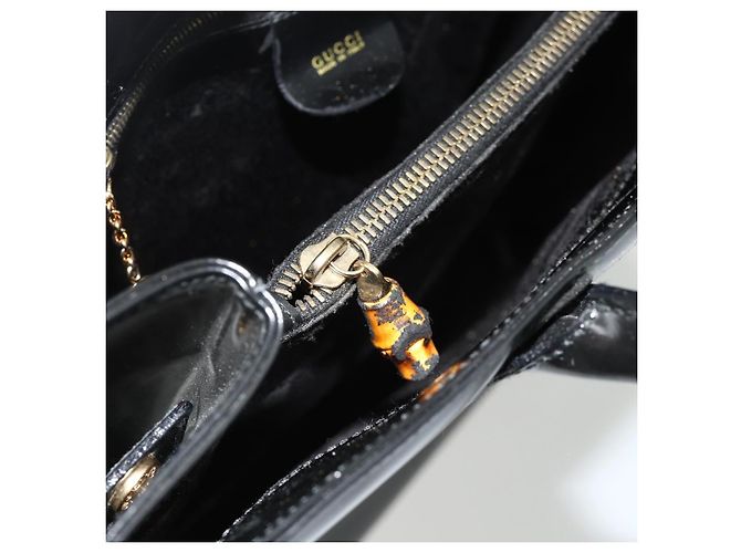 Borsa GUCCI in pelle vernice nera e oro 002 2265 0407 Auth 177511 Nero D'oro - vista 21