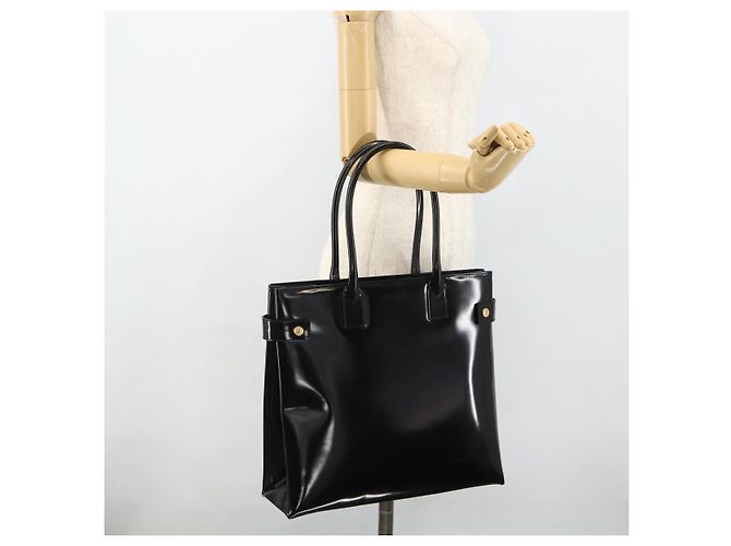 Borsa GUCCI in pelle vernice nera e oro 002 2265 0407 Auth 177511 Nero D'oro - vista 23