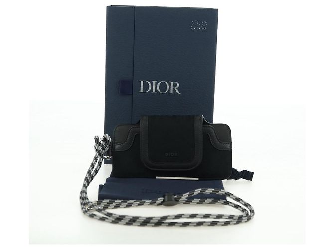 Pochette da collo Christian Dior Trotter Canvas Nero Argento Auth 177974M - vista 12