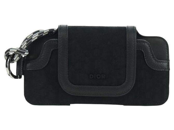 Pochette da collo Christian Dior Trotter Canvas Nero Argento Auth 177974M - vista 13