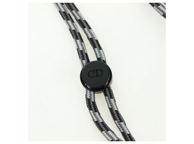 Pochette da collo Christian Dior Trotter Canvas Nero Argento Auth 177974M - vista 14