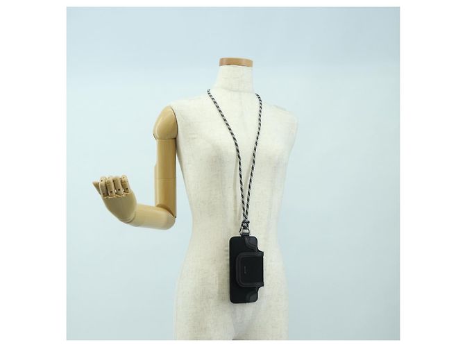 Pochette da collo Christian Dior Trotter Canvas Nero Argento Auth 177974M - vista 18