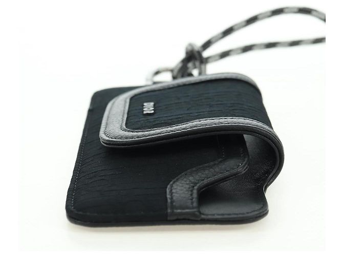 Pochette da collo Christian Dior Trotter Canvas Nero Argento Auth 177974M - vista 3