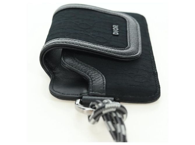 Pochette da collo Christian Dior Trotter Canvas Nero Argento Auth 177974M - vista 4