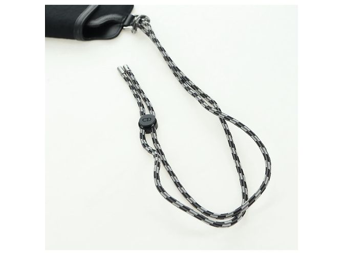 Pochette da collo Christian Dior Trotter Canvas Nero Argento Auth 177974M - vista 6