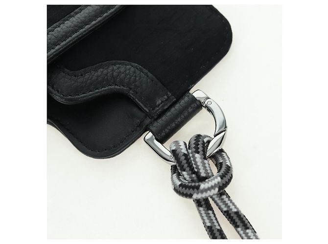 Pochette da collo Christian Dior Trotter Canvas Nero Argento Auth 177974M - vista 7