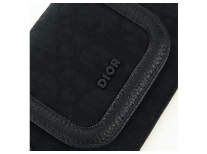 Pochette da collo Christian Dior Trotter Canvas Nero Argento Auth 177974M - vista 8