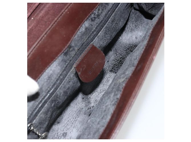 Sac à bandoulière GUCCI en cuir verni marron argent 001 3444 1746 Auth ep14378 Argenté - vue 10