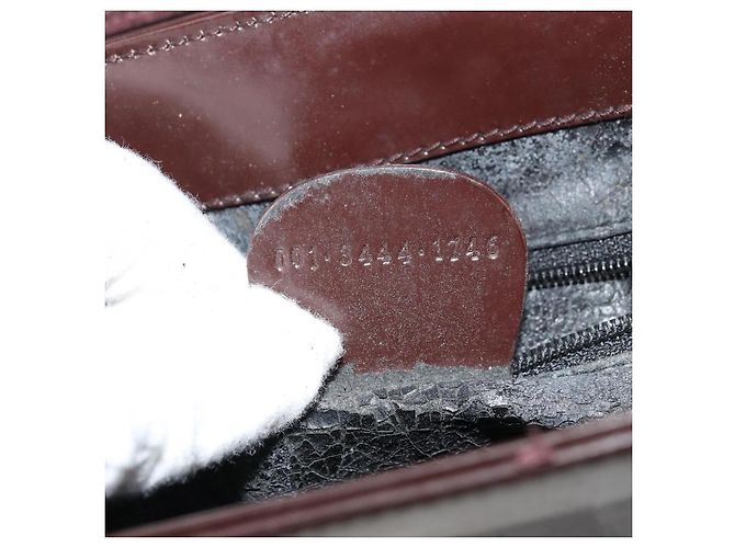 Sac à bandoulière GUCCI en cuir verni marron argent 001 3444 1746 Auth ep14378 Argenté - vue 12