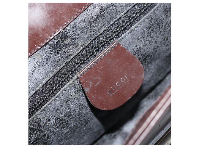 Sac à bandoulière GUCCI en cuir verni marron argent 001 3444 1746 Auth ep14378 Argenté - vue 19