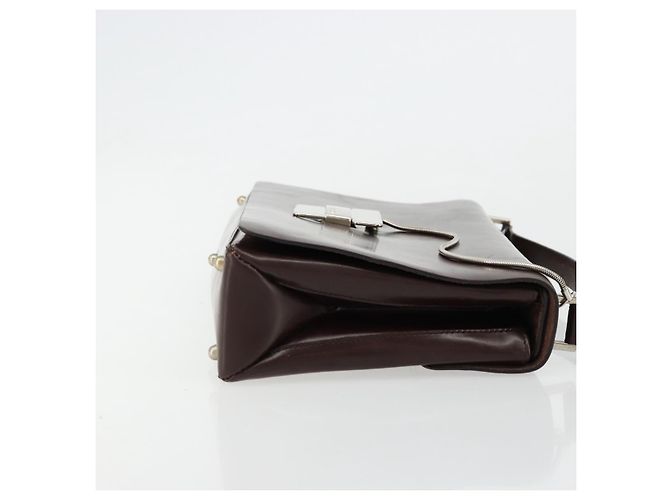 Sac à bandoulière GUCCI en cuir verni marron argent 001 3444 1746 Auth ep14378 Argenté - vue 3