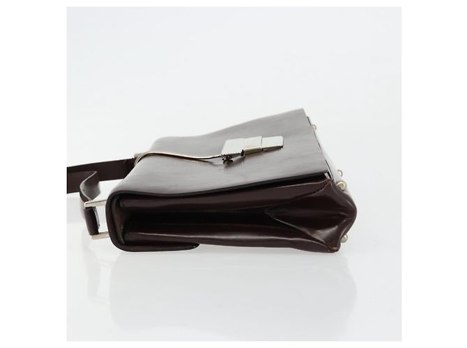 Sac à bandoulière GUCCI en cuir verni marron argent 001 3444 1746 Auth ep14378 Argenté - vue 4