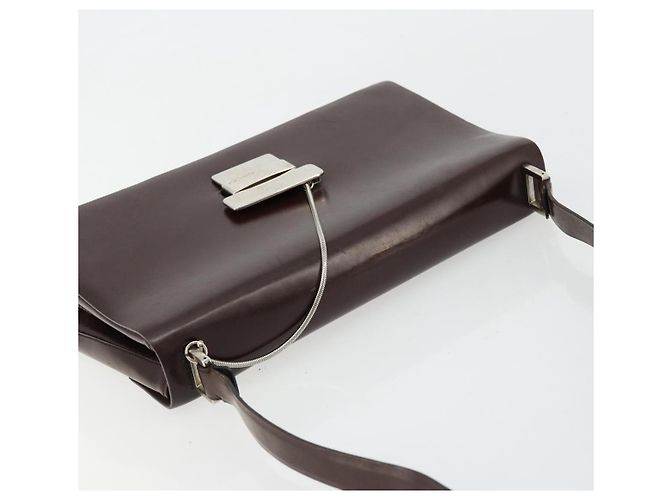 Sac à bandoulière GUCCI en cuir verni marron argent 001 3444 1746 Auth ep14378 Argenté - vue 6