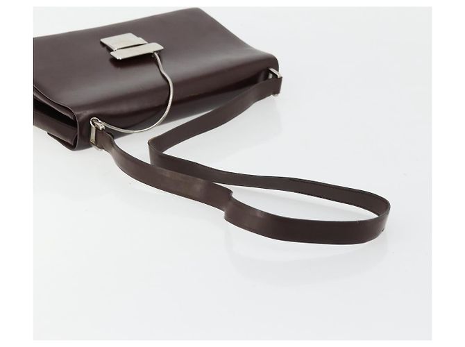 Sac à bandoulière GUCCI en cuir verni marron argent 001 3444 1746 Auth ep14378 Argenté - vue 7