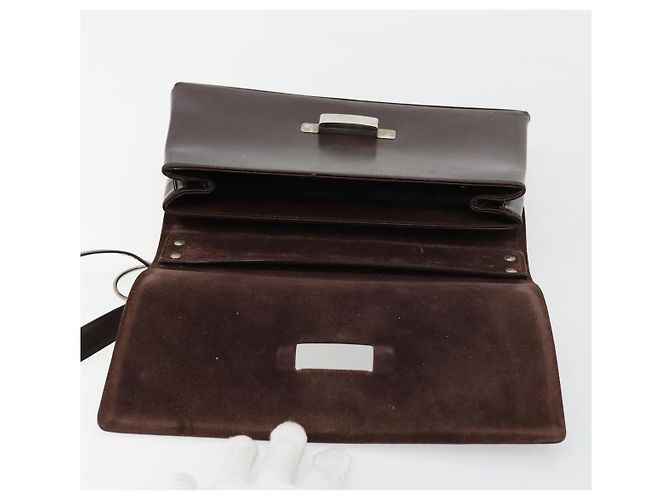 Sac à bandoulière GUCCI en cuir verni marron argent 001 3444 1746 Auth ep14378 Argenté - vue 9