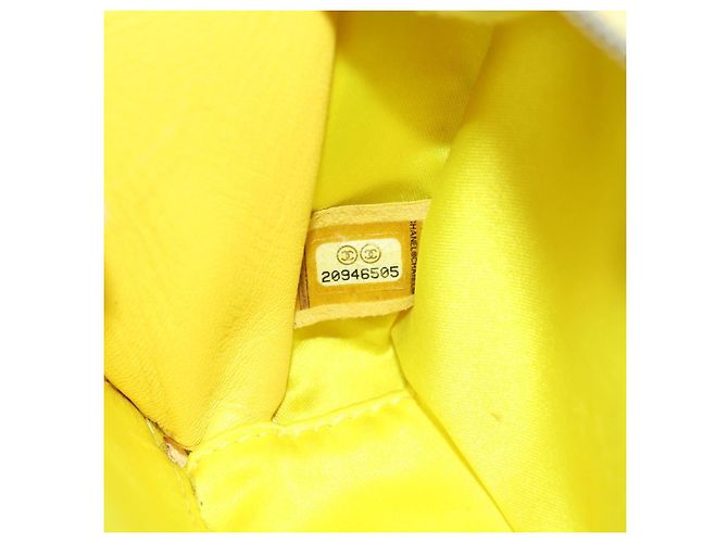 CHANEL Matelasse Chain Shoulder Bag Pelle vernice Giallo Argento CC Auth 177988V - vista 10