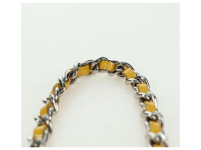 CHANEL Matelasse Chain Shoulder Bag Pelle vernice Giallo Argento CC Auth 177988V - vista 14