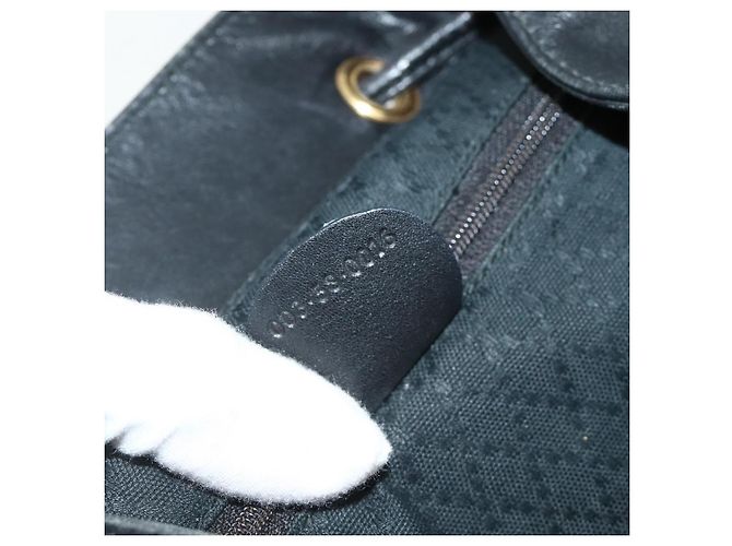 Zaino GUCCI Bamboo in pelle nera e oro Auth 176996 Nero D'oro - vista 12
