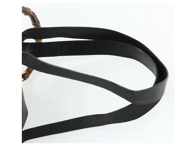 Zaino GUCCI Bamboo in pelle nera e oro Auth 176996 Nero D'oro - vista 15