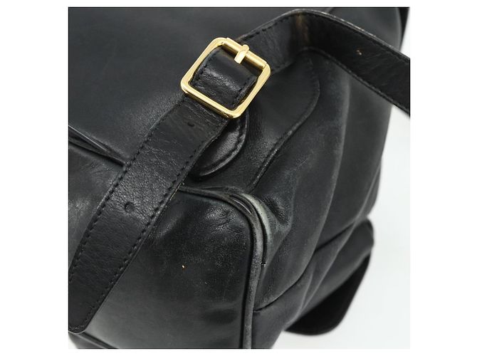 Zaino GUCCI Bamboo in pelle nera e oro Auth 176996 Nero D'oro - vista 18