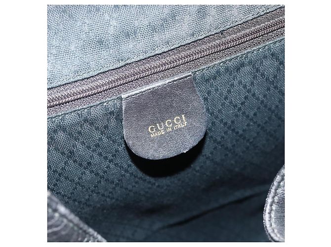 Zaino GUCCI Bamboo in pelle nera e oro Auth 176996 Nero D'oro - vista 20