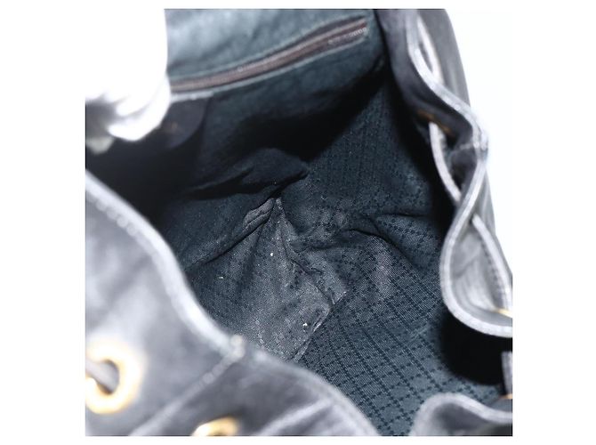 Zaino GUCCI Bamboo in pelle nera e oro Auth 176996 Nero D'oro - vista 21