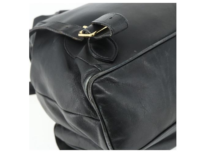Zaino GUCCI Bamboo in pelle nera e oro Auth 176996 Nero D'oro - vista 9