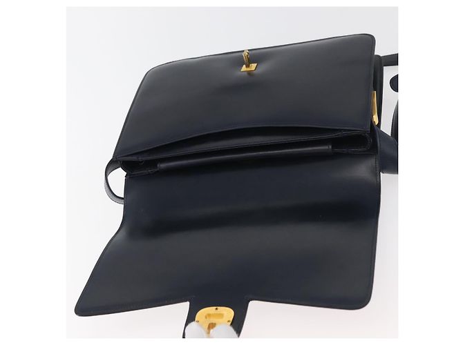 Bolso de hombro GUCCI Sherry Line Cuero Azul Marino Oro Auth 178242 Dorado - vista 10