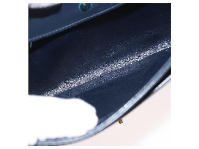 Bolso de hombro GUCCI Sherry Line Cuero Azul Marino Oro Auth 178242 Dorado - vista 11