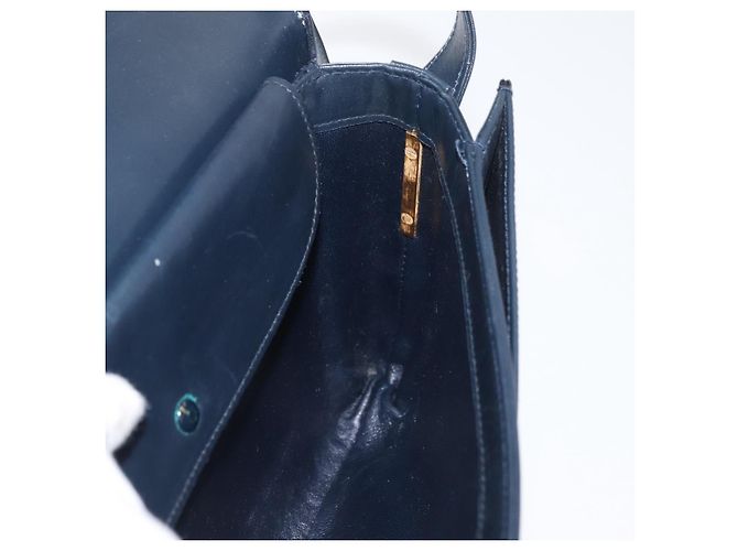 Bolso de hombro GUCCI Sherry Line Cuero Azul Marino Oro Auth 178242 Dorado - vista 19