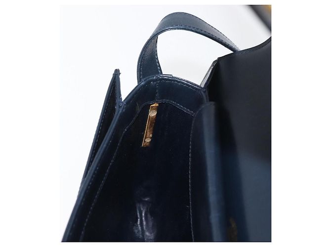 Bolso de hombro GUCCI Sherry Line Cuero Azul Marino Oro Auth 178242 Dorado - vista 20