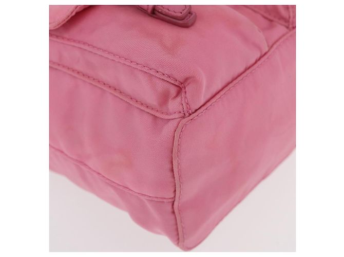 Bolso de Hombro con Cadena PRADA Nylon Rosa Plata Auth 177289A - vista 16