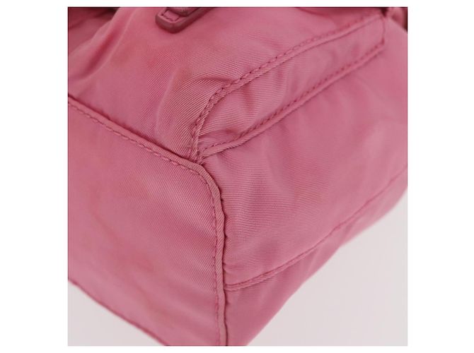Bolso de Hombro con Cadena PRADA Nylon Rosa Plata Auth 177289A - vista 17