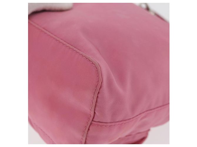 Bolso de Hombro con Cadena PRADA Nylon Rosa Plata Auth 177289A - vista 19