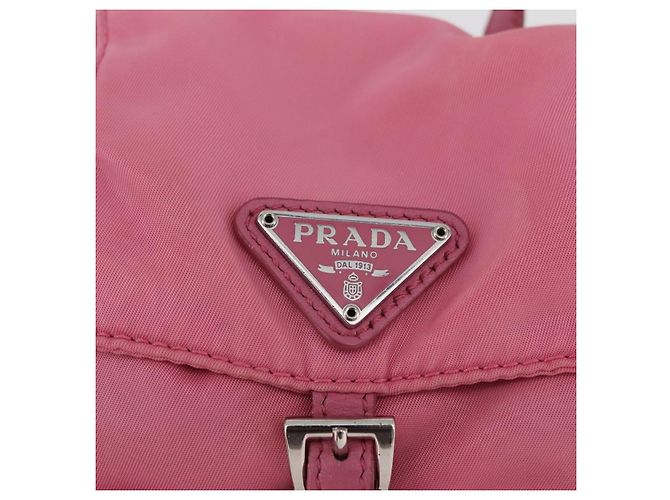 Bolso de Hombro con Cadena PRADA Nylon Rosa Plata Auth 177289A - vista 21