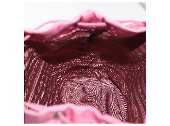 Bolso de Hombro con Cadena PRADA Nylon Rosa Plata Auth 177289A - vista 24