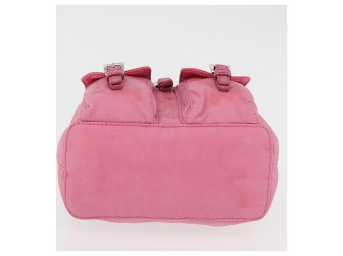 Bolso de Hombro con Cadena PRADA Nylon Rosa Plata Auth 177289A - vista 5