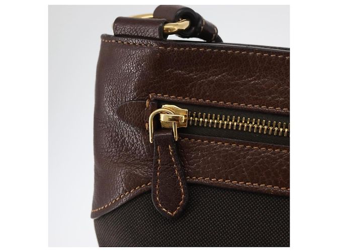 Borsa a tracolla PRADA Tela Marrone Oro Auth 177488A D'oro - vista 18