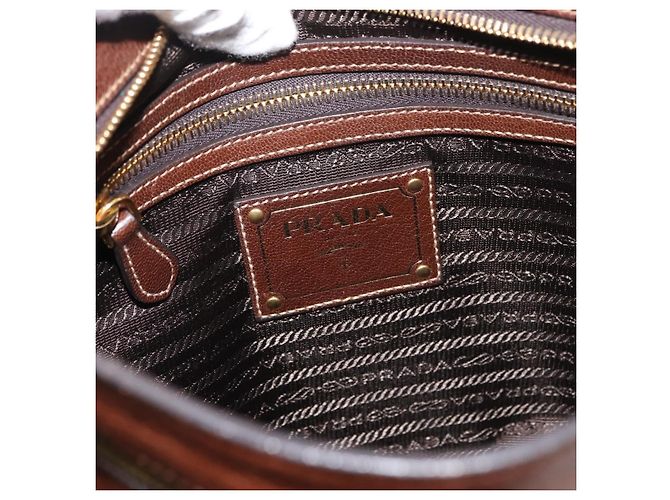 Borsa a tracolla PRADA Tela Marrone Oro Auth 177488A D'oro - vista 19