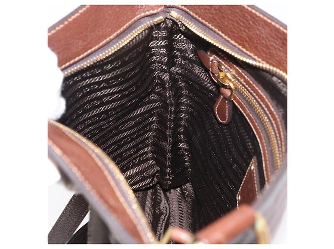 Borsa a tracolla PRADA Tela Marrone Oro Auth 177488A D'oro - vista 21