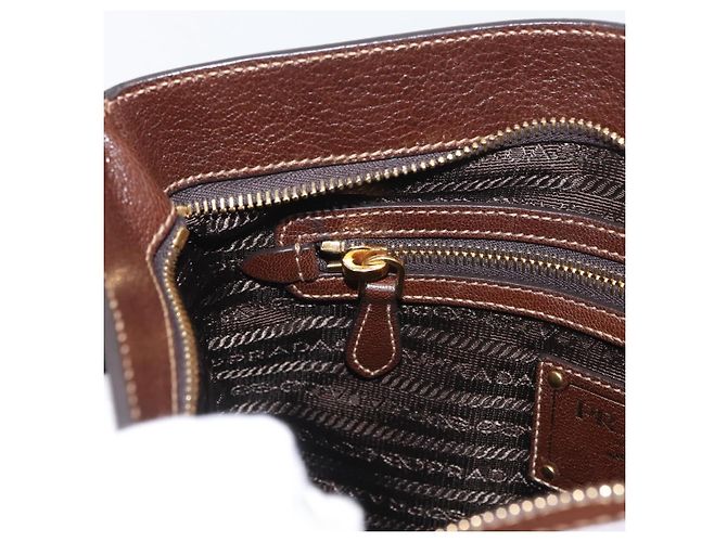 Borsa a tracolla PRADA Tela Marrone Oro Auth 177488A D'oro - vista 22