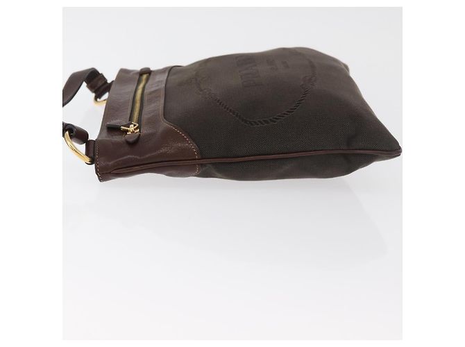 Borsa a tracolla PRADA Tela Marrone Oro Auth 177488A D'oro - vista 4