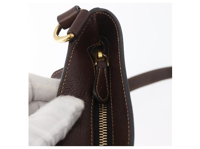 Borsa a tracolla PRADA Tela Marrone Oro Auth 177488A D'oro - vista 9