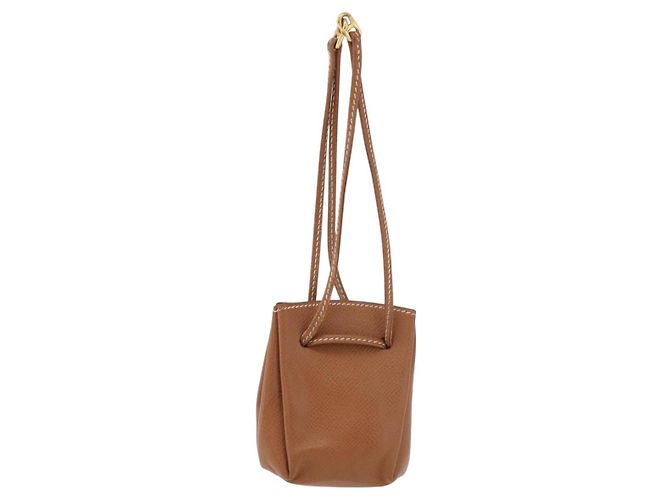 Hermès Pochette HERMES Vespa in pelle marrone oro Auth 177067A D'oro - vista 13